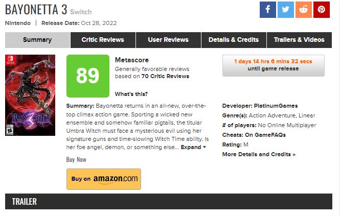 《猎天使魔女3》媒体评分解禁 Metascore 89分好评如潮