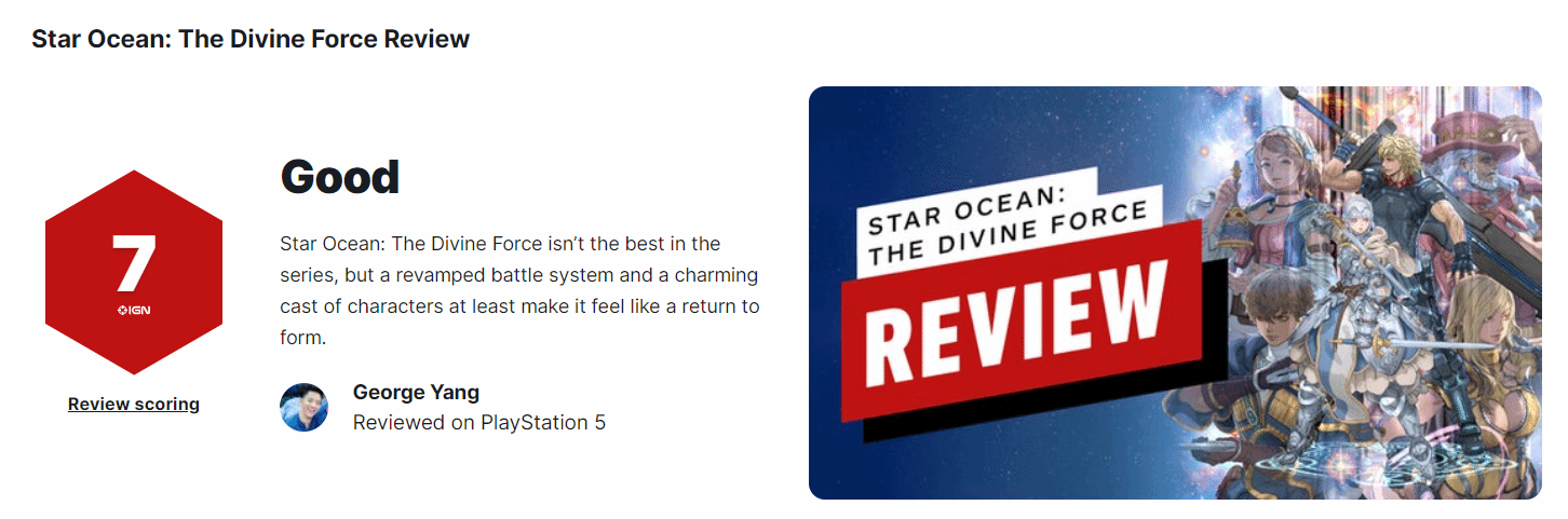 《星之海洋：神圣力量》IGN评分7分 证明了IP的价值