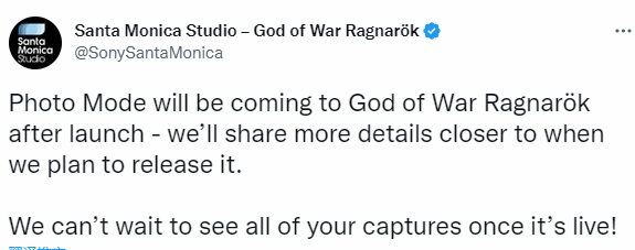 《战神：诸神黄昏》将在发售后再追加照片模式