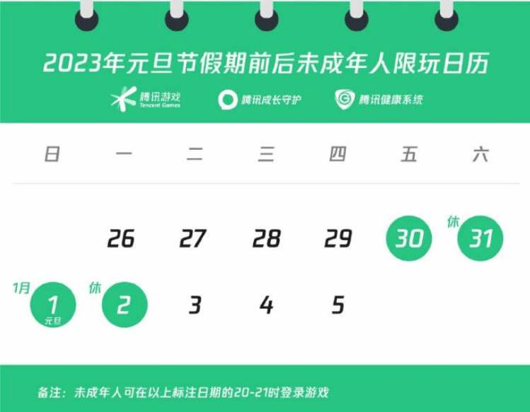 王者荣耀2023元旦未成年游戏时间一览