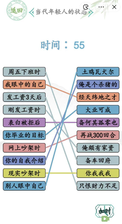 汉字找茬王当代年轻人的状态连线攻略(汉字找茬王当代年轻人的状态连线怎么过)