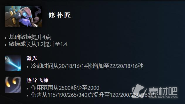 Dota27.33版本修补匠改动一览(Dota27.33版本修补匠改动了什么)