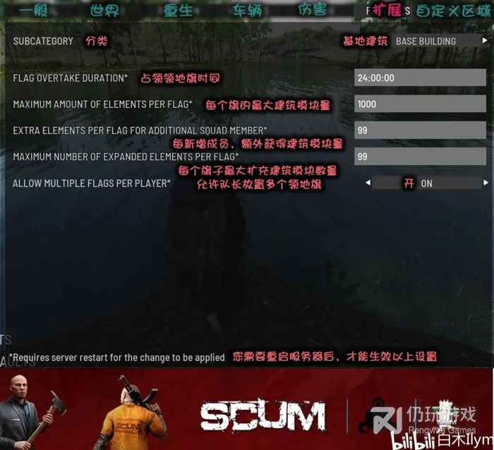 SCUM0.85版本服务器后台设置界面翻译是什么(SCUM0.85版本服务器后台设置界面翻译介绍)