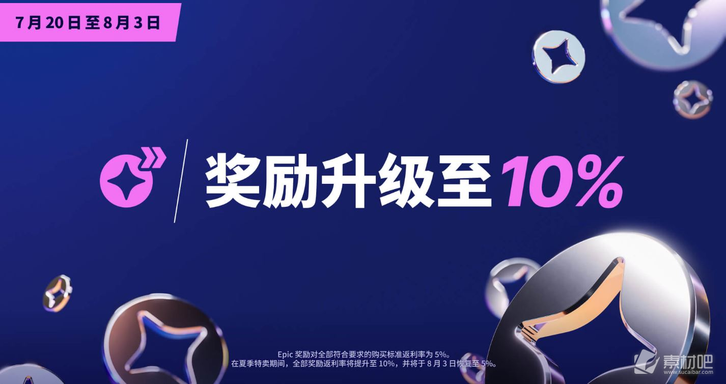 Epic游戏商城夏季特卖开启买游戏获得10%返利(Epic游戏商城夏季特卖买游戏有10%返利)