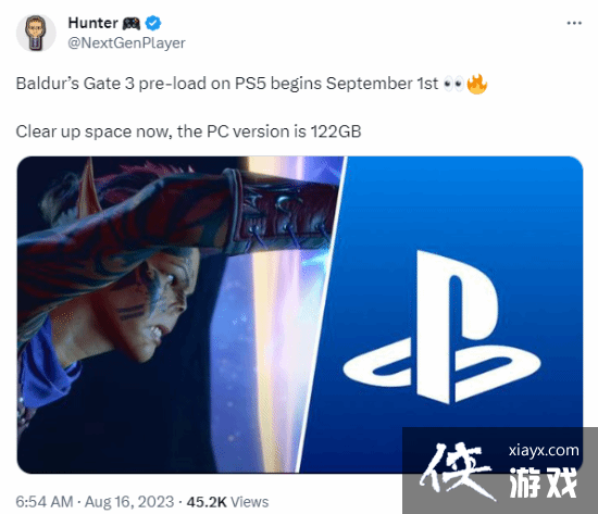 预留好空间！PS5版博德之门39月1日开启预载