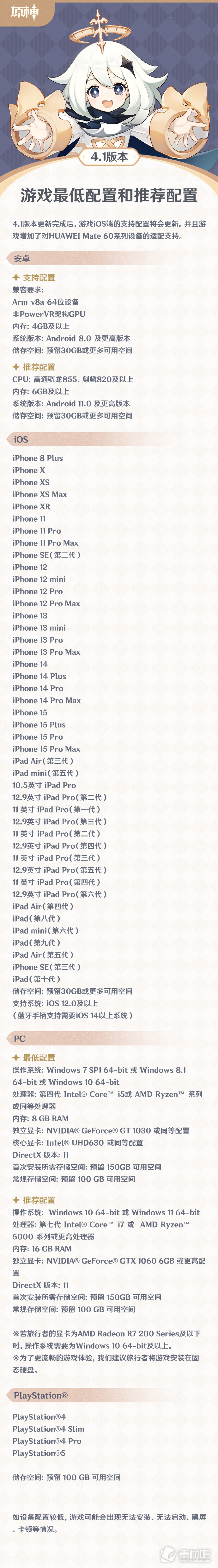 原神41版本适配华为mate60系列iOS设备支持配置更新(原神4.1版本将适配华为mate 60系列支持iOS设备配置更新)