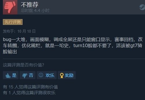 极限竞速8Steam“褒贬不一” BUG多优化烂