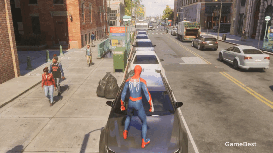 蜘蛛侠2疯狂小细节：车有避震效果、彼得在空中玩魔方